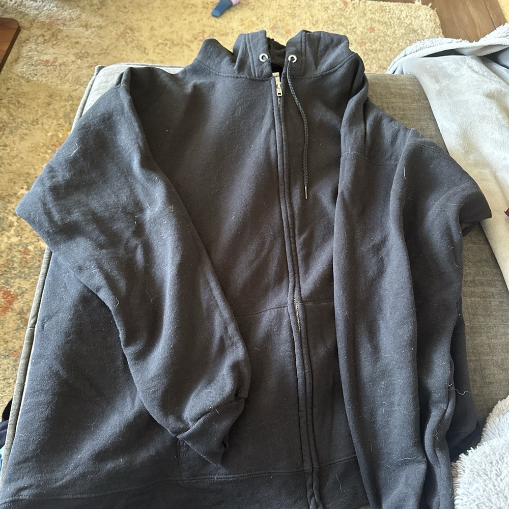 Hanes Black Zip Up Sweater Casual Cotton Blend